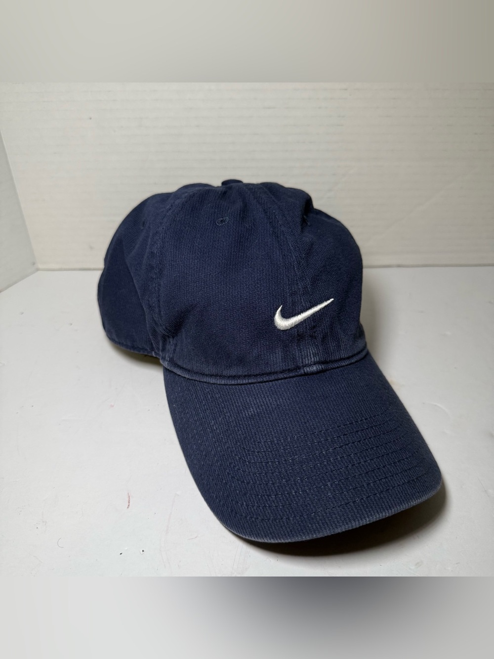 Vintage Nike Corduroy Baseball Cap Blue Swoosh Strapback Y2K Gray Tag Dad Hat